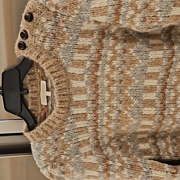 💕LOVESHACKFANCY💕 Cropped Fair Isle Sweater ~ Alpaca Wool Blend Tan Print Small - Picture 10 of 15